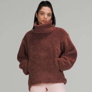 Lululemon Warmth Restore Pullover Smoky Topaz Sherpa Mock‎ Neck Fleece Size 8
